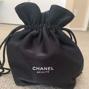 New Chanel Beauty Black and White Drawstring Bag